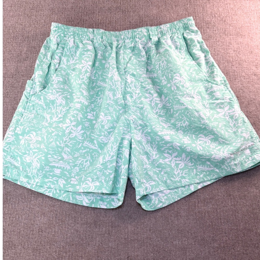 Columbia PFG Backcast III Water Shorts‎ Mens Medium Mint Green Tropical FM1107